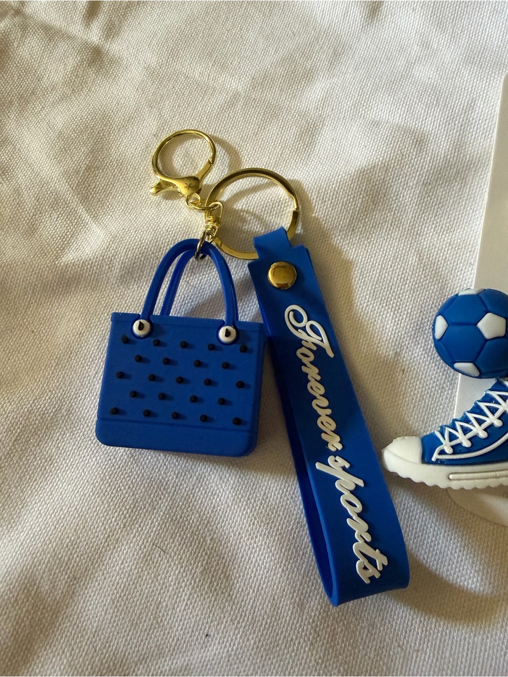 Adorable Blue Silicone Bag, Sneaker & Sports Keychain Set - Picture 3 of 7